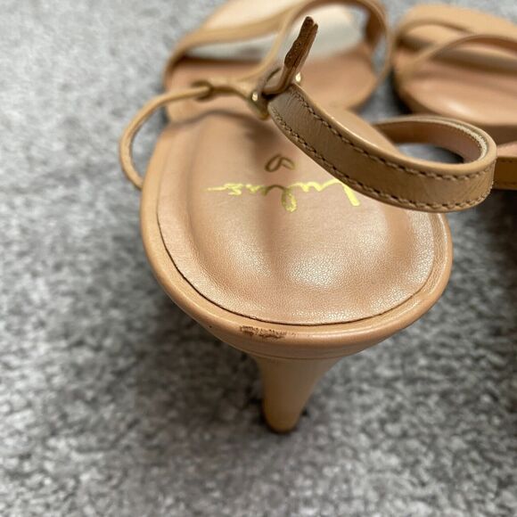 Lulus Synthetic Leather Strappy Sandals Heels Women 8.5 Nude Beige Formal Casual - Picture 6 of 13